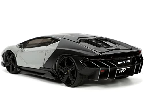 Lamborghini Centenario Gray and Matt Black Hyper-Spec Series 1/24 Diecast Model Car by Jada"""