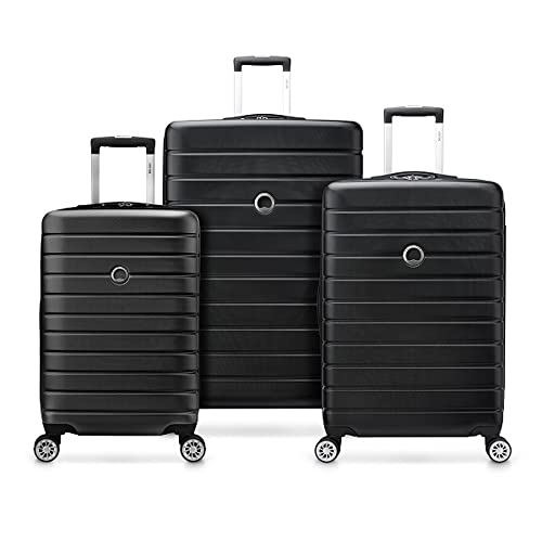 DELSEY Paris Jessica Hardside Expandable Luggage with Spinner Wheels (Black, 3-Piece Set (21/25/29))