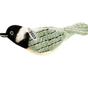 Felt Bird Ornaments - Chickadee Christmas Ornament 2023 Black Capped Chickadee Ornament - Fair Trade, Hand Felted Made in Nepal - Comes in an Organza Bag so It's Ready for Giving