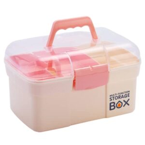 kinsorcai 11'' plastic box organizer with removable tray, sewing box organizer, art & craft storage box for girls, multipurpose storage organizer box for cosmetic (white)