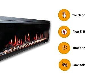 Litedeer Latitude 55" Smart Built-in Linear Electric Fireplace with Fire Crackling Sounds Smart Fireplace App WiFi Enabled - ZEF55V, Black