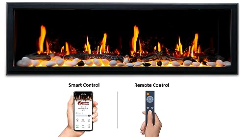 Litedeer Latitude 55" Smart Built-in Linear Electric Fireplace with Fire Crackling Sounds Smart Fireplace App WiFi Enabled - ZEF55V, Black