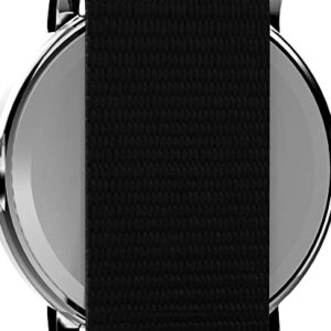 Timex Women's Weekender 31mm Watch – Silver-Tone Case White Dial with Black Fabric Strap