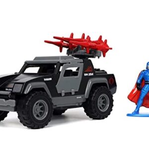 Jada Toys G.I. Joe 1:32 Stinger Die-cast Car with 1.65" Cobra Commander Figure, Toys for Kids and Adults,Grey