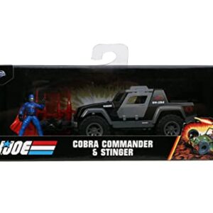 Jada Toys G.I. Joe 1:32 Stinger Die-cast Car with 1.65" Cobra Commander Figure, Toys for Kids and Adults,Grey