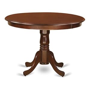 42" antique wooden round dining table, drop leaf dining room table with pedestal legs for kitchen dining room, in brown mahogany