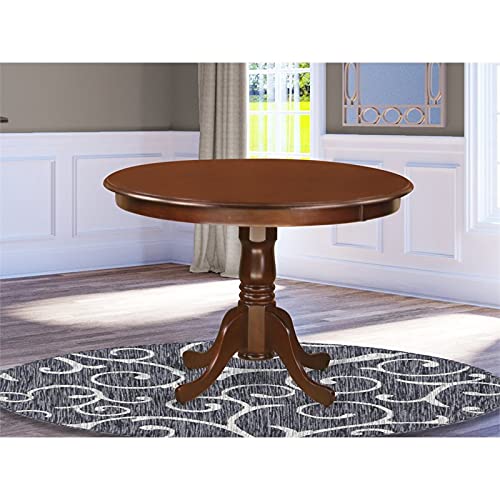 42" Antique Wooden Round Dining Table, Drop Leaf Dining Room Table with Pedestal Legs for Kitchen Dining Room, in Brown Mahogany
