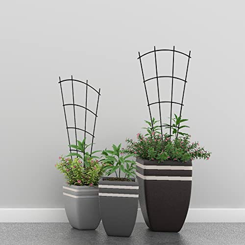 Thealyn 4 Pack 23'' Indoor Plant Trellis for Potted Plants Climbing, Outdoor Metal Garden Trellis Houseplants Flowers Vine Ivy,Fan Shape, Black