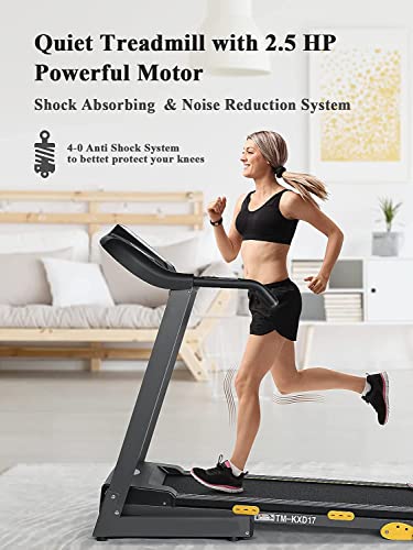 Treadmill with Incline for Home Use 17'' Wide Folding Treadmill Electric Treadmill Workout Running Machine with 3-Level Manual Incline Adjustment & 15 Pre-Set Training Programs Large LCD Display