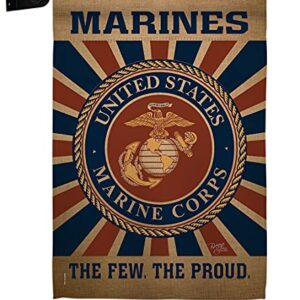 Breeze Decor Marine Corps Garden Flag Set Mailbox Hanger Armed Forces USMC Semper Fi United State American Military Veteran Retire Official House Banner Small Yard Gift Double-Sided, Made in USA