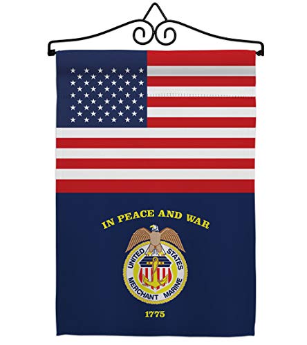 US Merchant Marine Garden Flag - Set Wall Hanger Armed Forces Corps USMC Semper Fi United State American Military Veteran Retire Official - House Banner Small Yard Gift Double-Sided 13 X 18.5