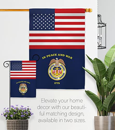 US Merchant Marine Garden Flag - Set Wall Hanger Armed Forces Corps USMC Semper Fi United State American Military Veteran Retire Official - House Banner Small Yard Gift Double-Sided 13 X 18.5