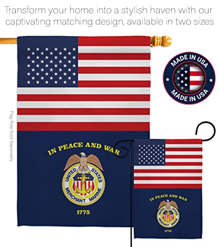 US Merchant Marine Garden Flag - Set Wall Hanger Armed Forces Corps USMC Semper Fi United State American Military Veteran Retire Official - House Banner Small Yard Gift Double-Sided 13 X 18.5