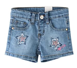 happy cherry baby girls' mid waist denim hot pants zipper button light girls denim shorts size 4t blue