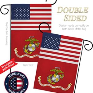 US Marine Corps Garden Flag - Set Wall Holder Armed Forces USMC Semper Fi United State American Military Veteran Retire Official - House Banner Small Yard Gift Double-Sided Made in USA 13 X 18.5