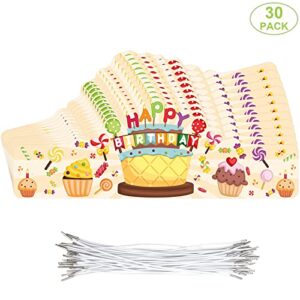 FANCY LAND Birthday Crowns for Kids Sweet Cupcake Crowns Classroom Family Birthday School VBS Party Supplies Pack of 30