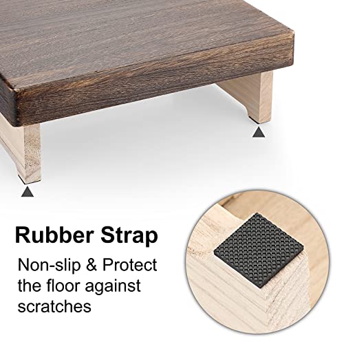 BSTKEY Folding Wooden Step Stool, Portable Rectangle Vintage Step Stool, One Step Stool for Kitchen, Bedroom, Living Room, Bathroom