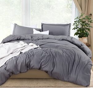utopia bedding duvet cover full size set - 1 duvet cover with 2 pillow shams - 3 pieces comforter cover with zipper closure - ultra soft brushed microfiber, 80 x 90 inches (full, grey)