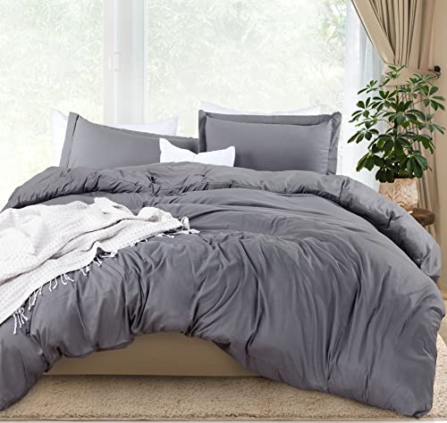 Utopia Bedding Duvet Cover Full Size Set - 1 Duvet Cover with 2 Pillow Shams - 3 Pieces Comforter Cover with Zipper Closure - Ultra Soft Brushed Microfiber, 80 X 90 Inches (Full, Grey)