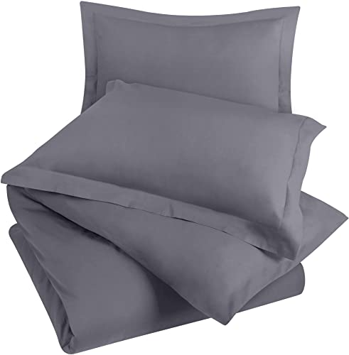 Utopia Bedding Duvet Cover Full Size Set - 1 Duvet Cover with 2 Pillow Shams - 3 Pieces Comforter Cover with Zipper Closure - Ultra Soft Brushed Microfiber, 80 X 90 Inches (Full, Grey)