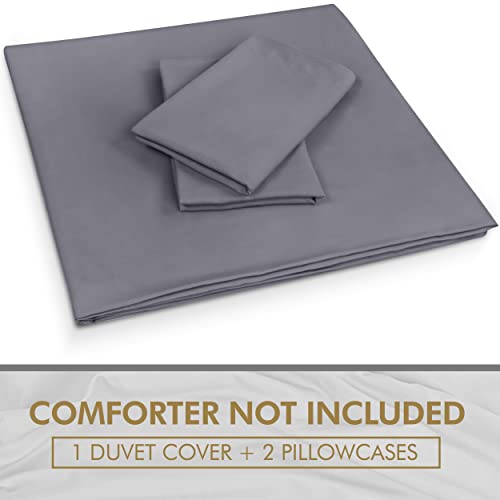 Utopia Bedding Duvet Cover Full Size Set - 1 Duvet Cover with 2 Pillow Shams - 3 Pieces Comforter Cover with Zipper Closure - Ultra Soft Brushed Microfiber, 80 X 90 Inches (Full, Grey)