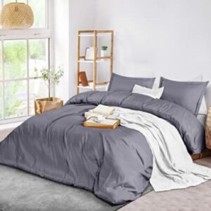 Utopia Bedding Duvet Cover Full Size Set - 1 Duvet Cover with 2 Pillow Shams - 3 Pieces Comforter Cover with Zipper Closure - Ultra Soft Brushed Microfiber, 80 X 90 Inches (Full, Grey)