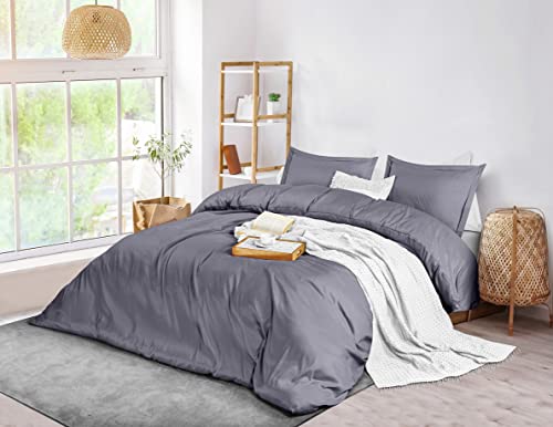 Utopia Bedding Duvet Cover Full Size Set - 1 Duvet Cover with 2 Pillow Shams - 3 Pieces Comforter Cover with Zipper Closure - Ultra Soft Brushed Microfiber, 80 X 90 Inches (Full, Grey)