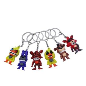 Giftbox 6PCS–size:1.6"x1.2"/each|Keychain Freddy,Foxy Key Chain,Figures Keychain,Fnaf Easter,Fnaf Plush Keychain,Fnaf Foxy Keychain,Keychain–Accessory