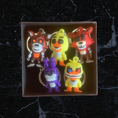 Giftbox 6PCS–size:1.6"x1.2"/each|Keychain Freddy,Foxy Key Chain,Figures Keychain,Fnaf Easter,Fnaf Plush Keychain,Fnaf Foxy Keychain,Keychain–Accessory