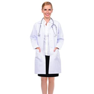 magnus care professional lab coat for women men, 36 inch long white lab coat jacket with adjustable back belt, for science lab chemistry medical doctor nurse