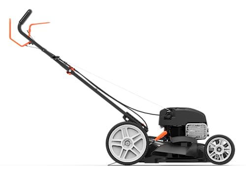 Yard Force Gas Lawn Mower 22-inch, YF22-3N1SP with Briggs & Stratton 150cc Engine, Vertical Storage, Self-propelled, Single Lever Cutting Height Adjustment, 12-inch Rear Wheels