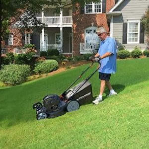 Yard Force Gas Lawn Mower 22-inch, YF22-3N1SP with Briggs & Stratton 150cc Engine, Vertical Storage, Self-propelled, Single Lever Cutting Height Adjustment, 12-inch Rear Wheels