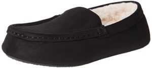 amazon essentials women's moccasin slipper, black, 7