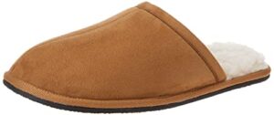 amazon essentials men's cozy slipper, chestnut brown microsuede, 10