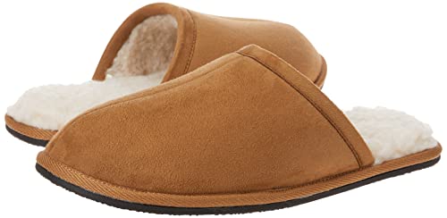 Amazon Essentials Men's Cozy Slipper, Chestnut Brown Microsuede, 10