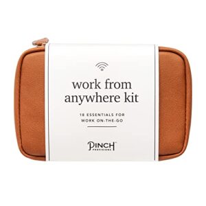 pinch provisions work from anywhere kit, includes 17 essentials to help you stay on task, must-have essentials, compact multi-functional vegan leather pouch.