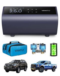 yantu cordless tire inflator portable air compressor,12v tire pump battery powered, dual cylinder 2x inflation, air pump for inflatables with 8.3inch digital large screen for off-road/suv/pickup
