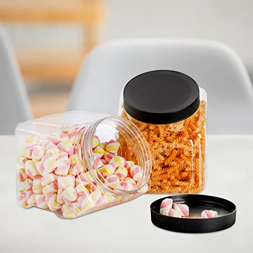 Frcctre 3 Pack Plastic Candy Jar with Lids, 98 Oz Clear Cookie Jar for Kitchen Counter, Wide Mouth Candy Buffet Containers Bulk-Food Storage Jar for Snacks, Dry Food, Cookies, Candy