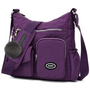 sukry nylon crossbody bag for women with anti theft rfid pocket, waterproof shoulder bag travel purses and handbag (gorgeous purple)