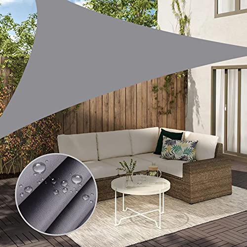 Neween Shade Sail, 6'7''x 6'7''x 6'7'' Sun Shade Sail Triangle Waterproof for Patio Yard Deck Pergola Outdoor Sun Sail Shade 98% UV Block Sunshade Light Grey Color