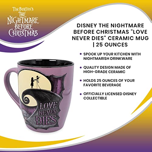 Silver Buffalo Disney The Nightmare Before Christmas Love Never Dies 25-Ounce Ceramic Mug | BPA-Free Large Coffee Cup for Espresso, Caffeine, Beverages, Home & Kitchen Essentials and Collectibles