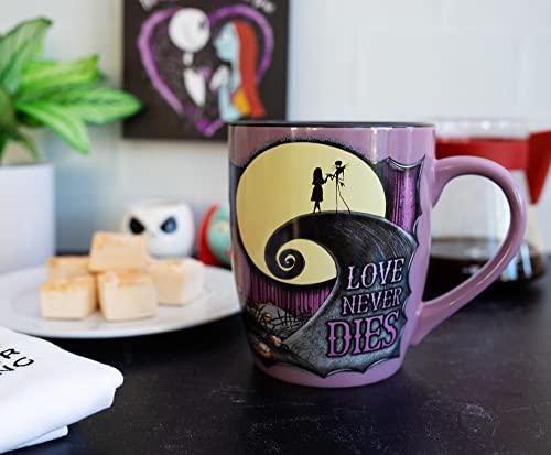 Silver Buffalo Disney The Nightmare Before Christmas Love Never Dies 25-Ounce Ceramic Mug | BPA-Free Large Coffee Cup for Espresso, Caffeine, Beverages, Home & Kitchen Essentials and Collectibles