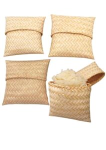 forever 1 – sticky rice basket 4(3.5) x 4(3.5) in., kratip bamboo steamed sticky rice container, thailand handmade serving basket, original bamboo color, thai and laos flat kratib for home, restaurant