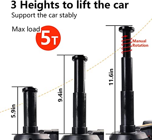 STANDTALL Electric Car Jack 5 Ton 12V Electric Car Jack Kit with Electric Impact Wrench and Tire Inflator Pump for Car Tire Change Garage Repair