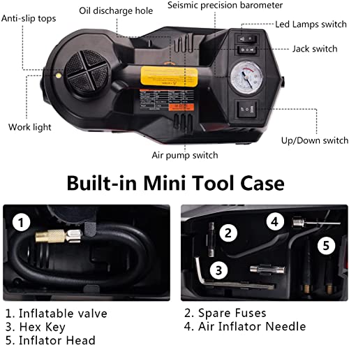 STANDTALL Electric Car Jack 5 Ton 12V Electric Car Jack Kit with Electric Impact Wrench and Tire Inflator Pump for Car Tire Change Garage Repair