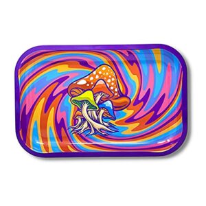 fantasy gifts mushroom rainbow swirl metal rolling tray - 11.25'' x 7.5''