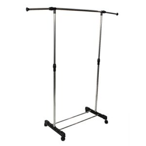 clothes garment rack clothing rack single bar adjustable garment racks rolling clothes organizer vertical and horizontal stretching hanging rod stand clothes rack with shoe shelf and wheels