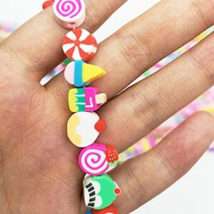 200pcs Clay Candy Beads Assorted Sweets Polymer Spacer Beads, Mixed Clay Lucky Candy Charms Kawaii Cute bonbons Fruits Beads for Nail DIY Bracelet Necklace Earring Hair Clip Accessories Making