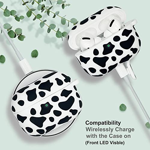 Case for Airpods Pro, KOUJAON Soft Silicone Skin Case Cover with Bracelet Keychain Cute Apple Airpod Pro Cover for Women Girls (Cow)