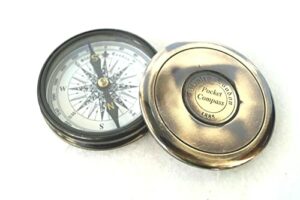 brass compass antique nautical maritime 3" poem compass stanly london 1885 pocket compass